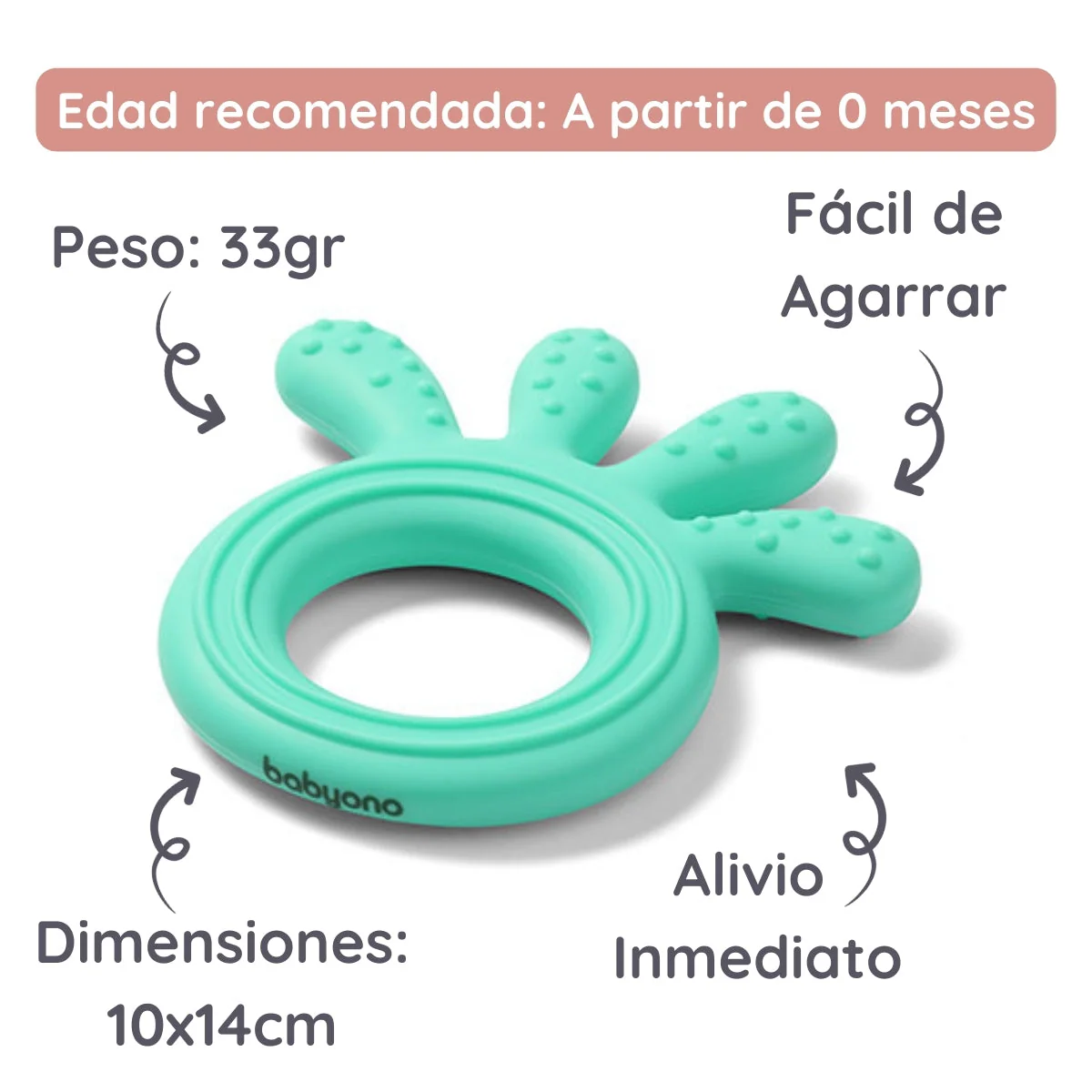 Mordedor de Silicone Pulpito Texturas Menta - Image 2