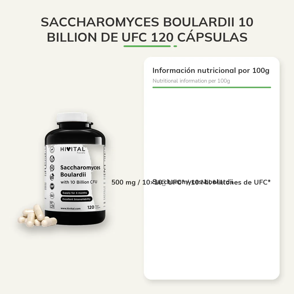Saccharomyces Boulardii 10 Billion de UFC 120 cápsulas veganas - Image 3