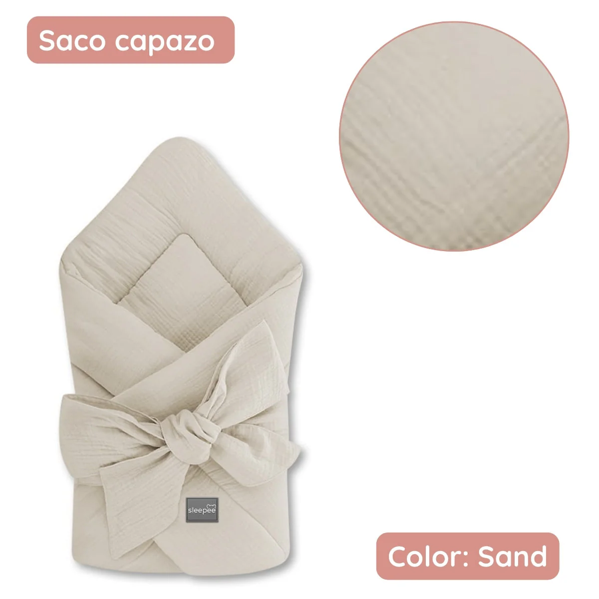 Saco Capazo Bebé Muselina Premium Areia - Image 2