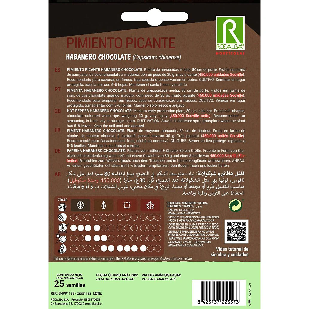 Sementes de pimenta habanero chocolate Rocalba - Image 2