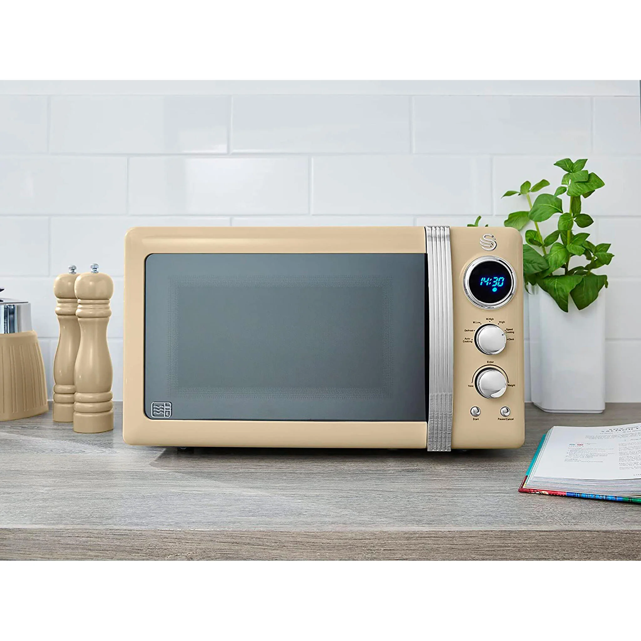 Swan Retro Microondas Digitais 20l, 5 Níveis De Potência, Função Descongelamento, Temporizador, Sm22030cneu, Crema 800w - Image 2