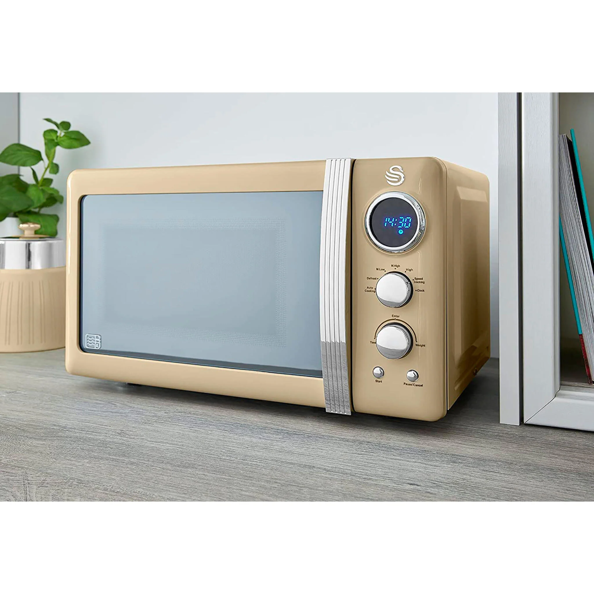 Swan Retro Microondas Digitais 20l, 5 Níveis De Potência, Função Descongelamento, Temporizador, Sm22030cneu, Crema 800w - Image 3