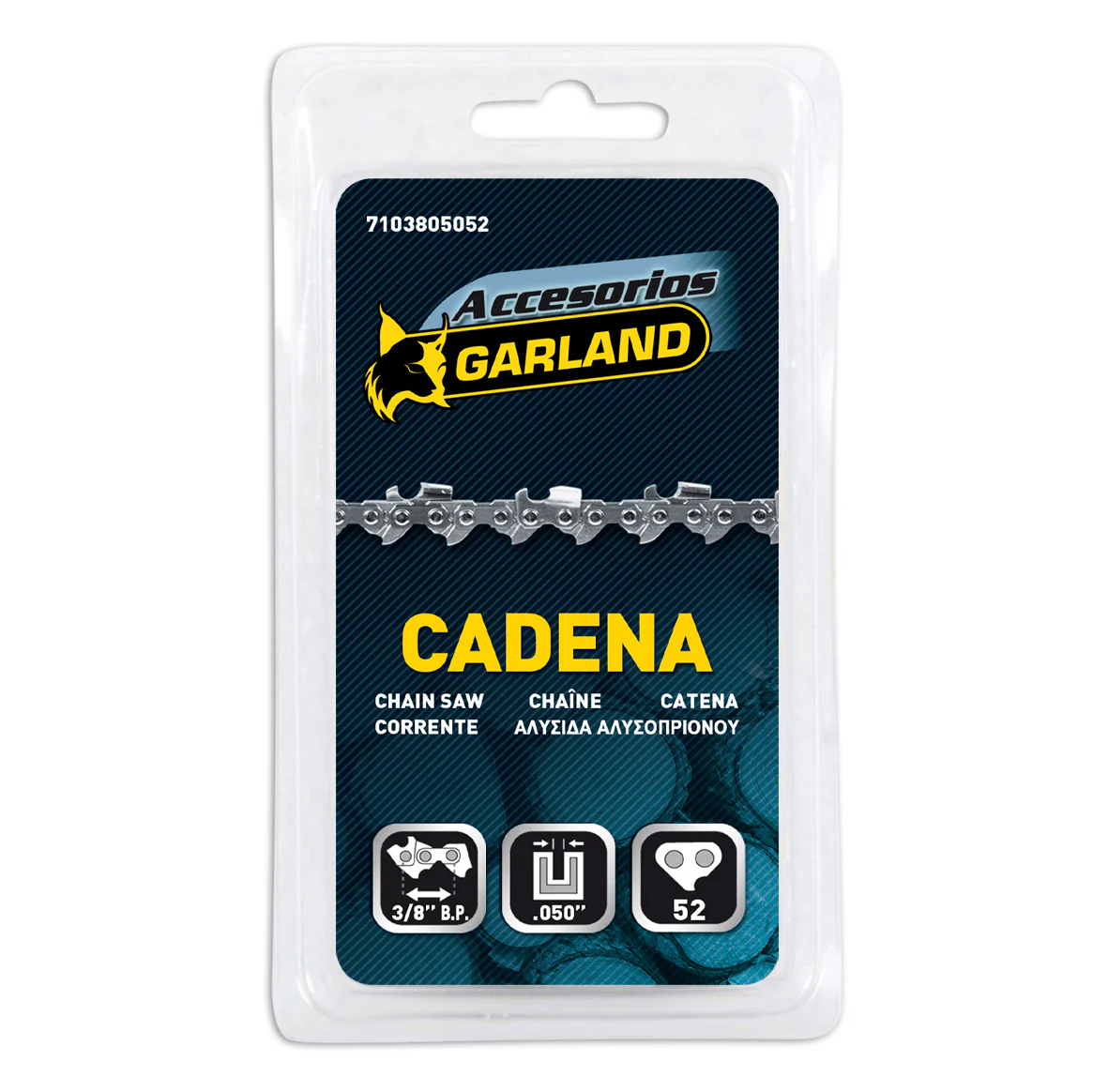 Garland - 7103805052 Acessório para motosserra - Corrente de corte de 52 elos com passo de 3/8 de perfil baixo e espessura de 0,050 (1,3 mm)