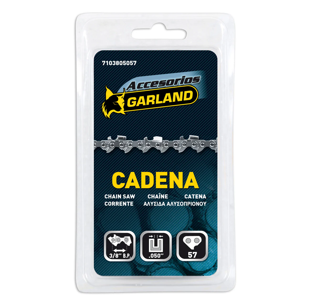 Garland - 7103805057 Acessório para motosserra - Corrente de corte de 57 elos com passo de 3/8 de perfil baixo e espessura de 0,050 (1,3 mm)