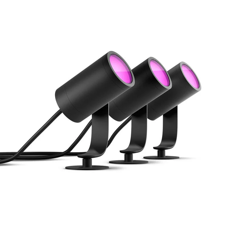 Projetor - Philips Hue Lily, 3 projectores, inteligente, exterior, LED, luz branca e cor, domótica