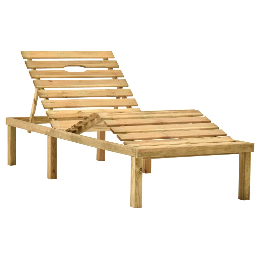 Espreguiçadeira de jardim em madeira de pinho impregnada com mesa e almofada - Image 3