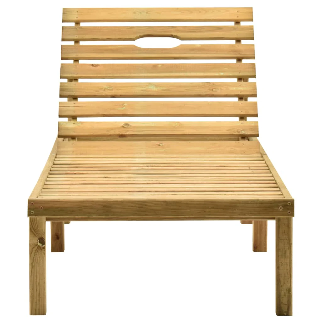Espreguiçadeira de jardim em madeira de pinho impregnada com mesa e almofada - Image 4