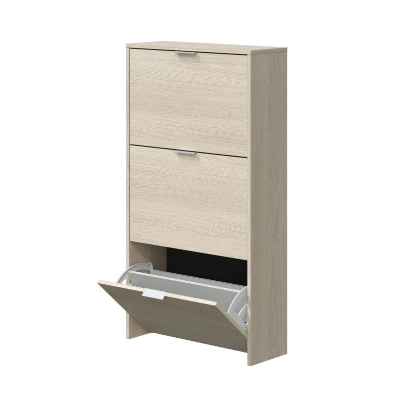 Sapateira moderna de 3 portas em melamina, carvalho, 60 x 113 x 22 cm - Image 4
