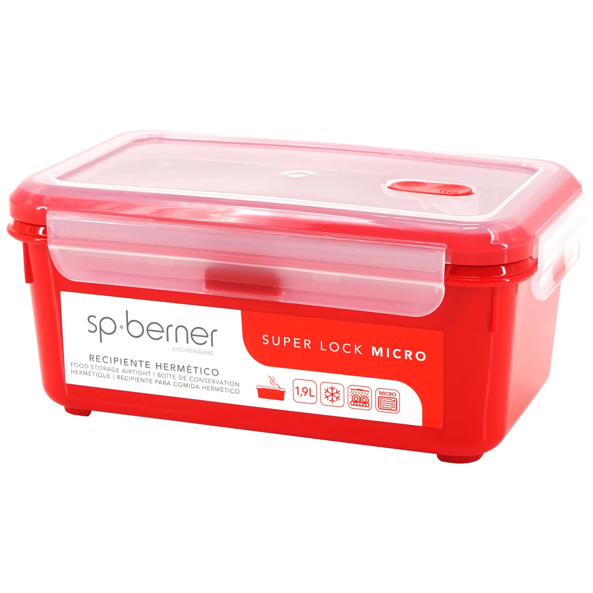 Super Lock Micro 1,9 L. hermético, adequado para cozer a vapor no micro-ondas, ideal para transportar e armazenar alimentos, fecho de correr, válvula