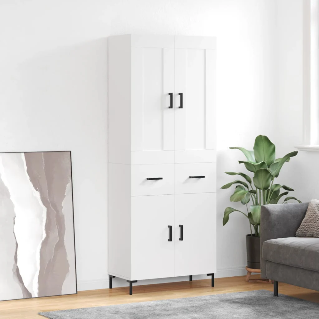 Aparador Alto Madera Contrachapada Blanco 69,5x34x180 Cm