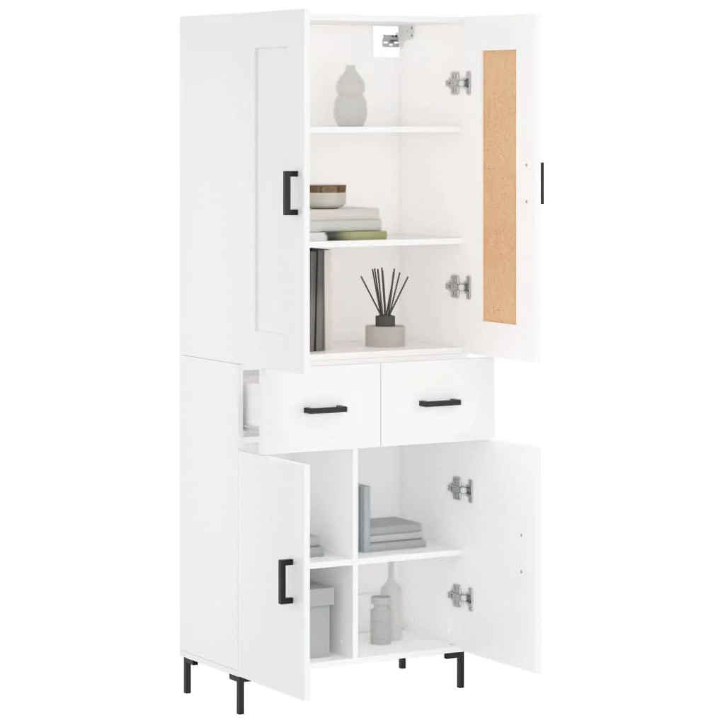 Aparador Alto Madera Contrachapada Blanco 69,5x34x180 Cm - Image 3