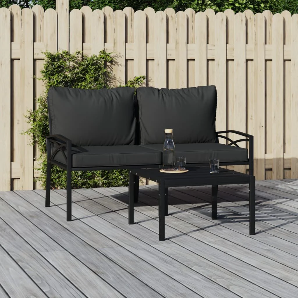Vidaxl Cadeiras de Jardim 2 Unidades Aço Com Almofadas Cinzento 62x75x79 Cm - Image 2