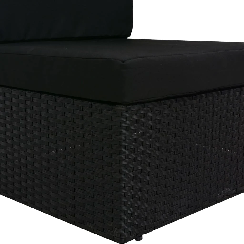Vidaxl Sofá seccional de canto com apoio de braço esquerdo Rattan Pe Preto - Image 5