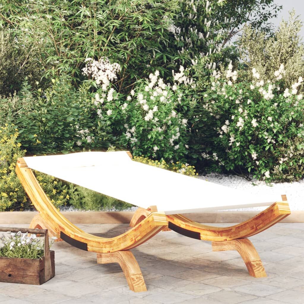 Vidaxl Tumbona De Madera Maciza Curvada Crema 100x188,5x44 Cm - Image 2