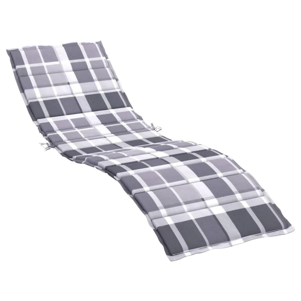 Vidaxl Cojín De Tumbona De Tela Oxford A Cuadros Gris 200x70x3 Cm