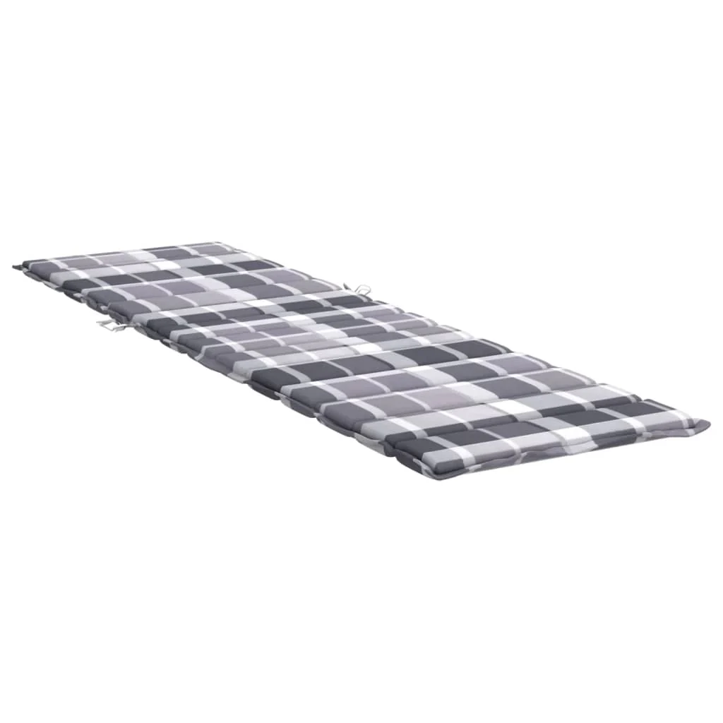 Vidaxl Cojín De Tumbona De Tela Oxford A Cuadros Gris 200x70x3 Cm - Image 4