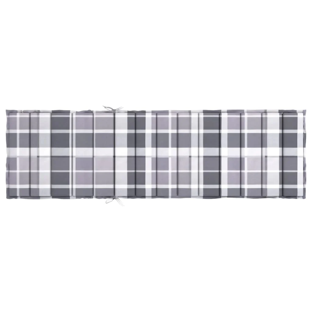 Vidaxl Cojín De Tumbona De Tela Oxford A Cuadros Gris 200x70x3 Cm - Image 5