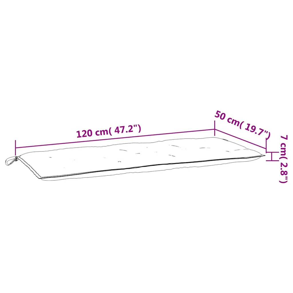 Vidaxl Almofadas para banco de jardim 2 peças em tecido multicolorido 120x50x7 Cm - Image 3