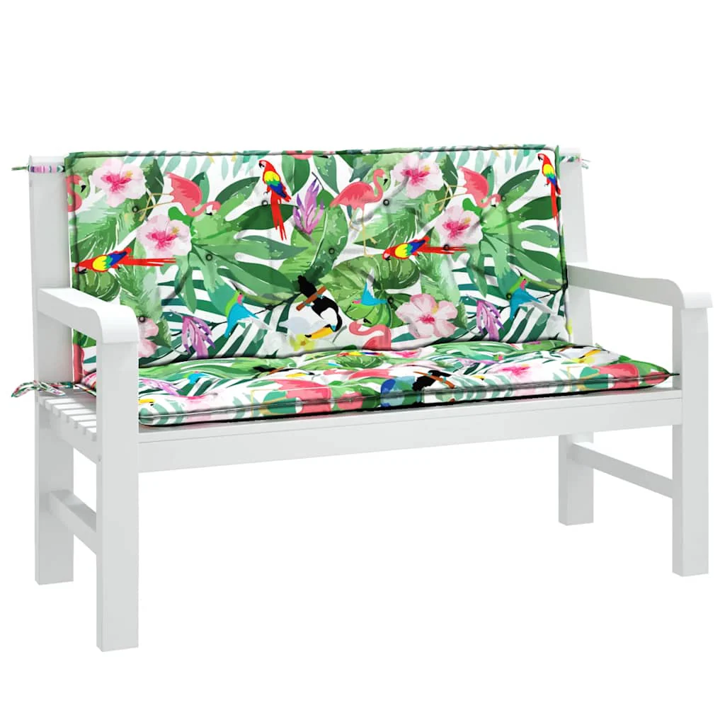 Vidaxl Almofadas para banco de jardim 2 peças em tecido multicolorido 120x50x7 Cm - Image 4