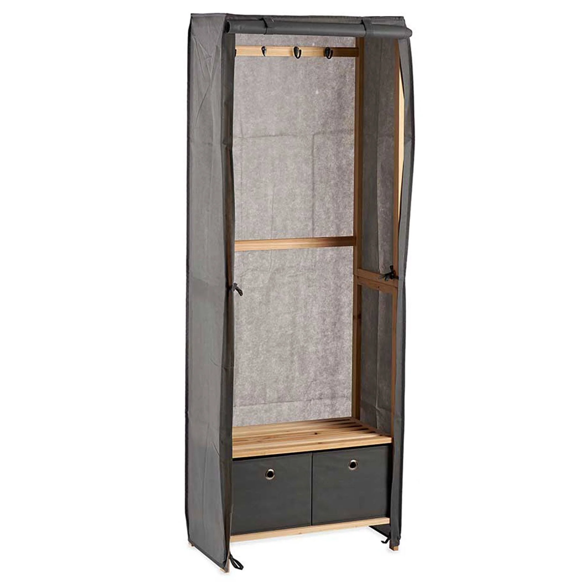 Cabide de tecido Kipit com 2 gavetas cinzentas - Organize com estilo e de forma prática