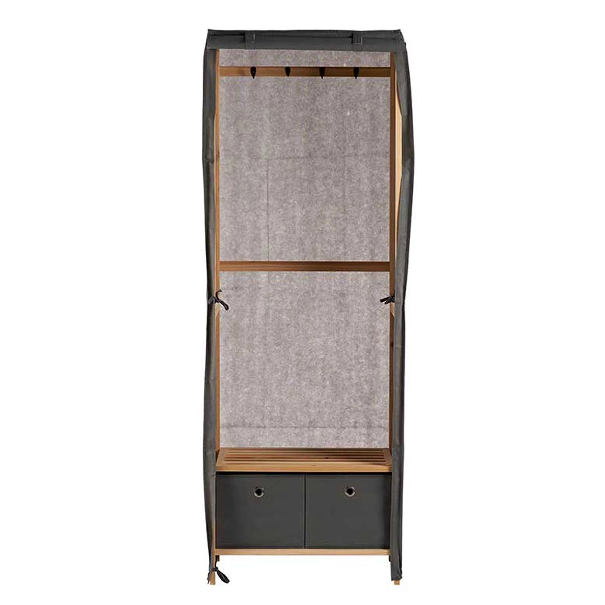 Cabide de tecido Kipit com 2 gavetas cinzentas - Organize com estilo e de forma prática - Image 3
