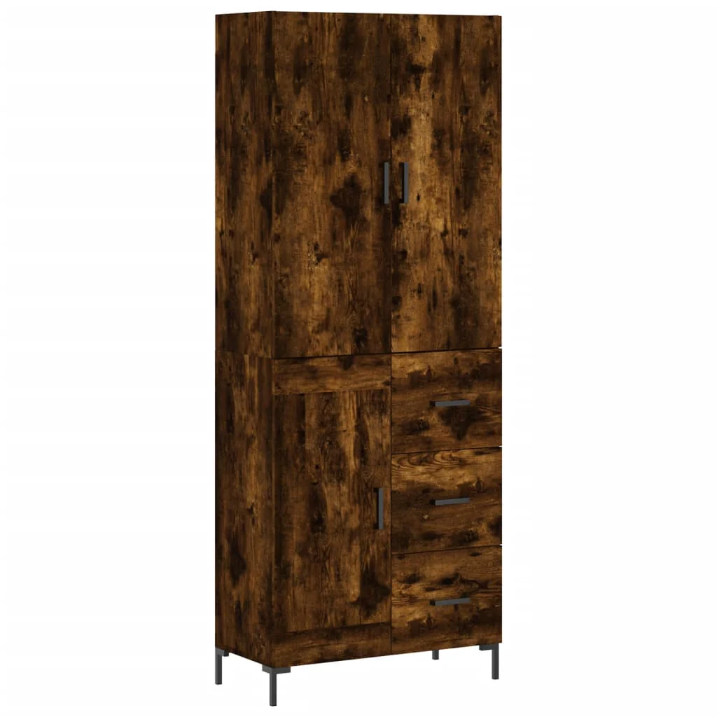 Aparador Alto Madera Contrachapada Roble Ahumado 69,5x34x180 Cm - Image 2