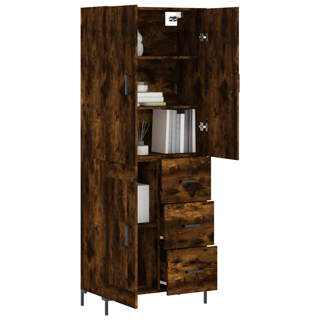 Aparador Alto Madera Contrachapada Roble Ahumado 69,5x34x180 Cm - Image 3