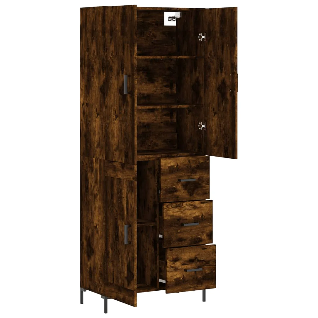 Aparador Alto Madera Contrachapada Roble Ahumado 69,5x34x180 Cm - Image 4