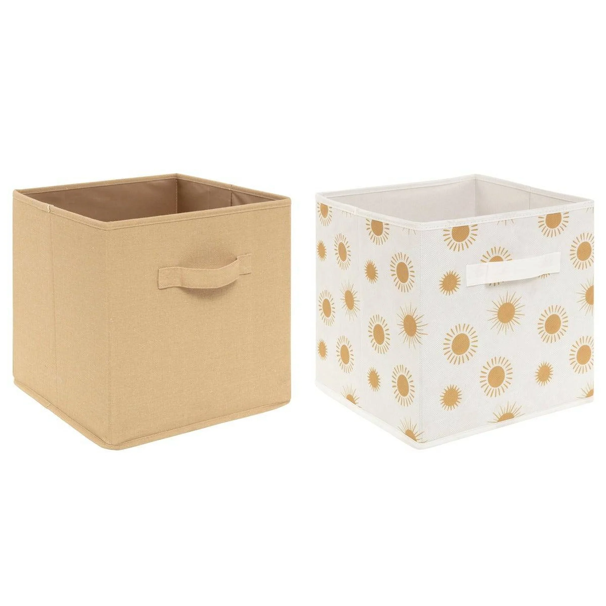 Conjunto de 2 caixas de arrumação para crianças sol amarelo ocre