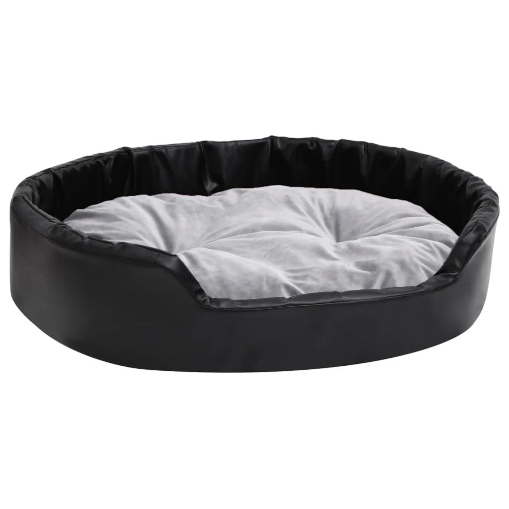 Vidaxl Cama de Cão Pelúcia e Couro Sintético Preto Cinzento 90x79x20 Cm