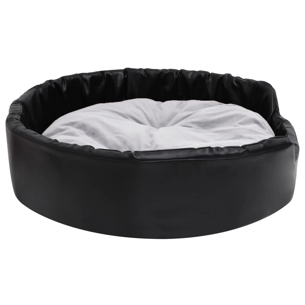 Vidaxl Cama de Cão Pelúcia e Couro Sintético Preto Cinzento 90x79x20 Cm - Image 4
