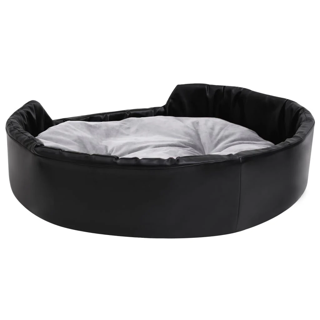 Vidaxl Cama de Cão Pelúcia e Couro Sintético Preto Cinzento 90x79x20 Cm - Image 5