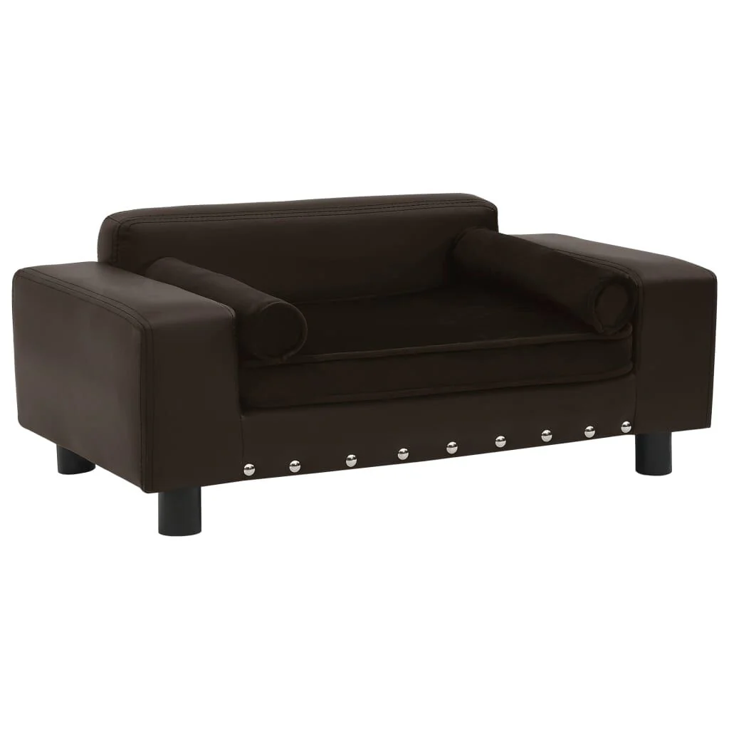Vidaxl Sofá para cães em pelúcia e couro sintético castanho 81x43x31 Cm