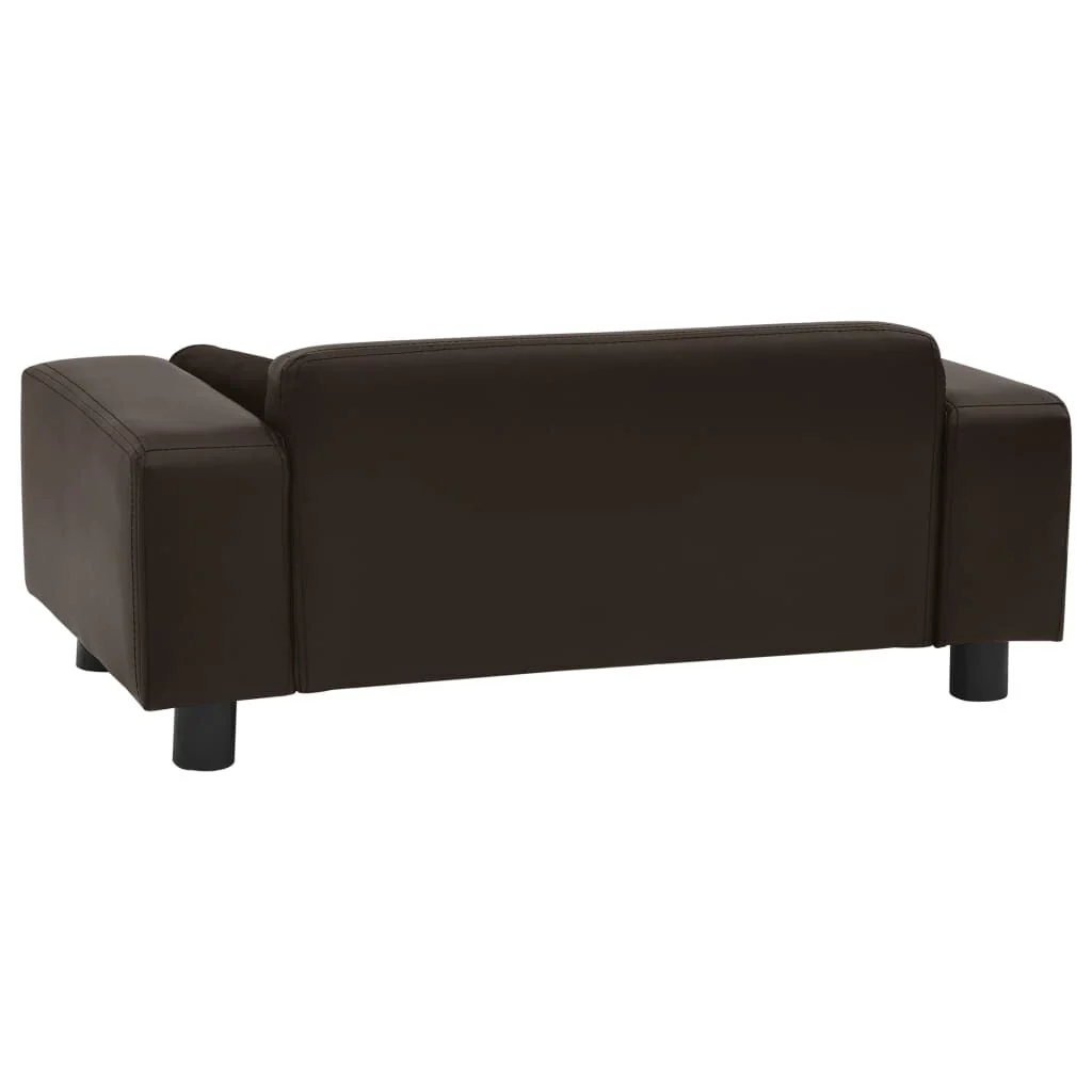 Vidaxl Sofá para cães em pelúcia e couro sintético castanho 81x43x31 Cm - Image 4