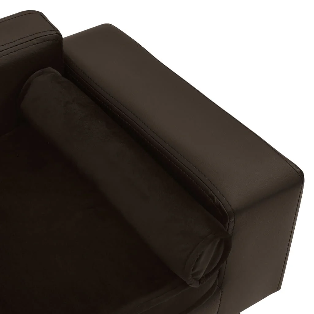 Vidaxl Sofá para cães em pelúcia e couro sintético castanho 81x43x31 Cm - Image 5