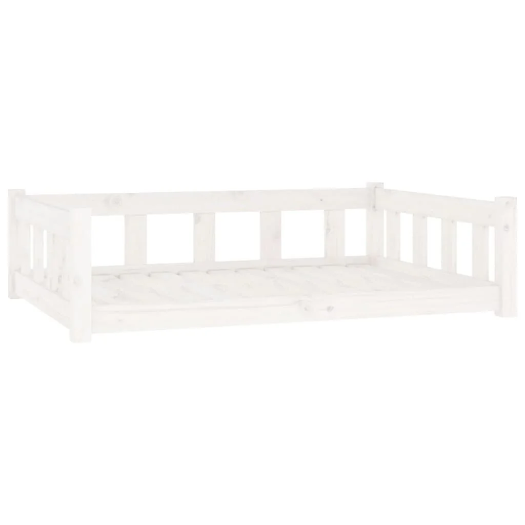Vidaxl Cama Para Perros Madera Maciza De Pino Blanco 105,5x75,5x28 Cm