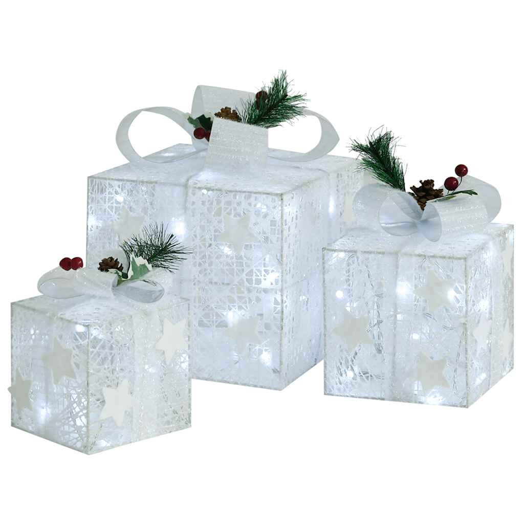 Vidaxl Caixa decorativa para prendas de Natal 3 peças Branco Exterior/Interior