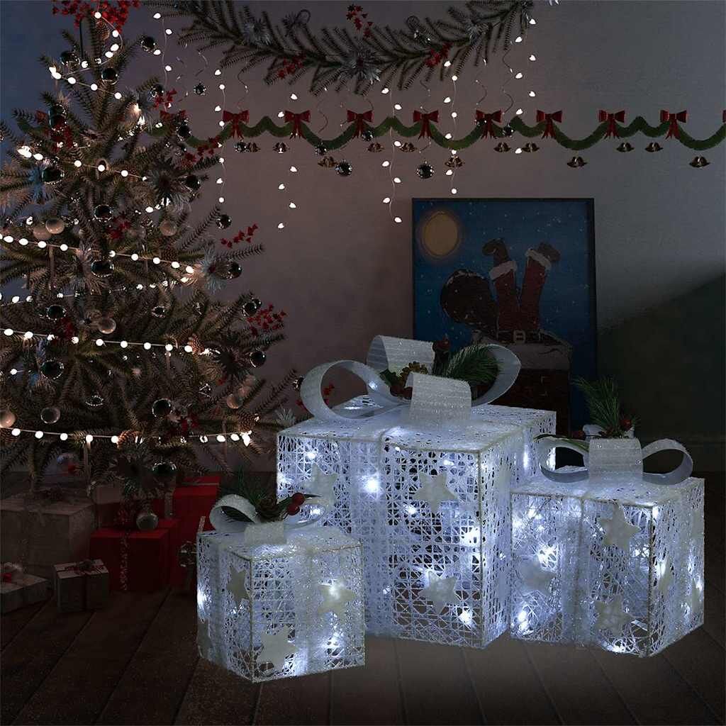 Vidaxl Caixa decorativa para prendas de Natal 3 peças Branco Exterior/Interior - Image 2
