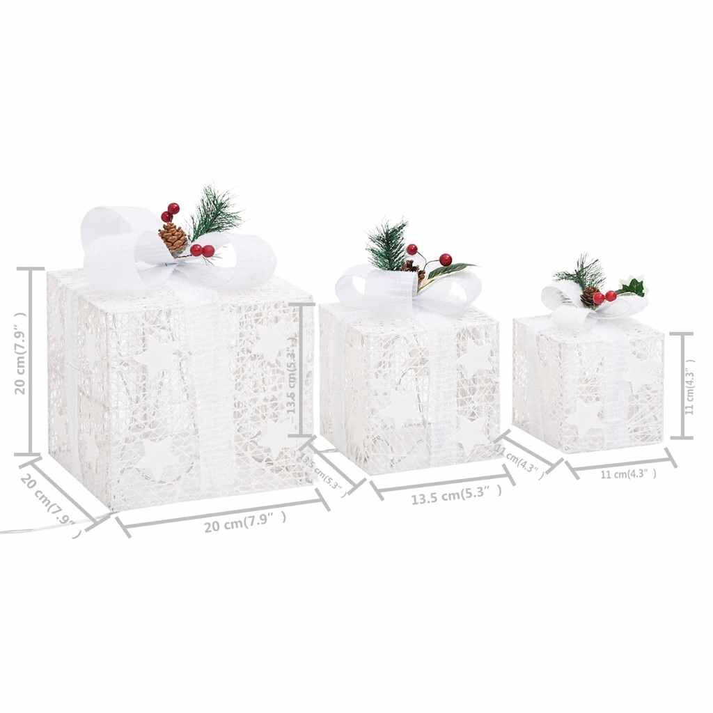 Vidaxl Caixa decorativa para prendas de Natal 3 peças Branco Exterior/Interior - Image 3