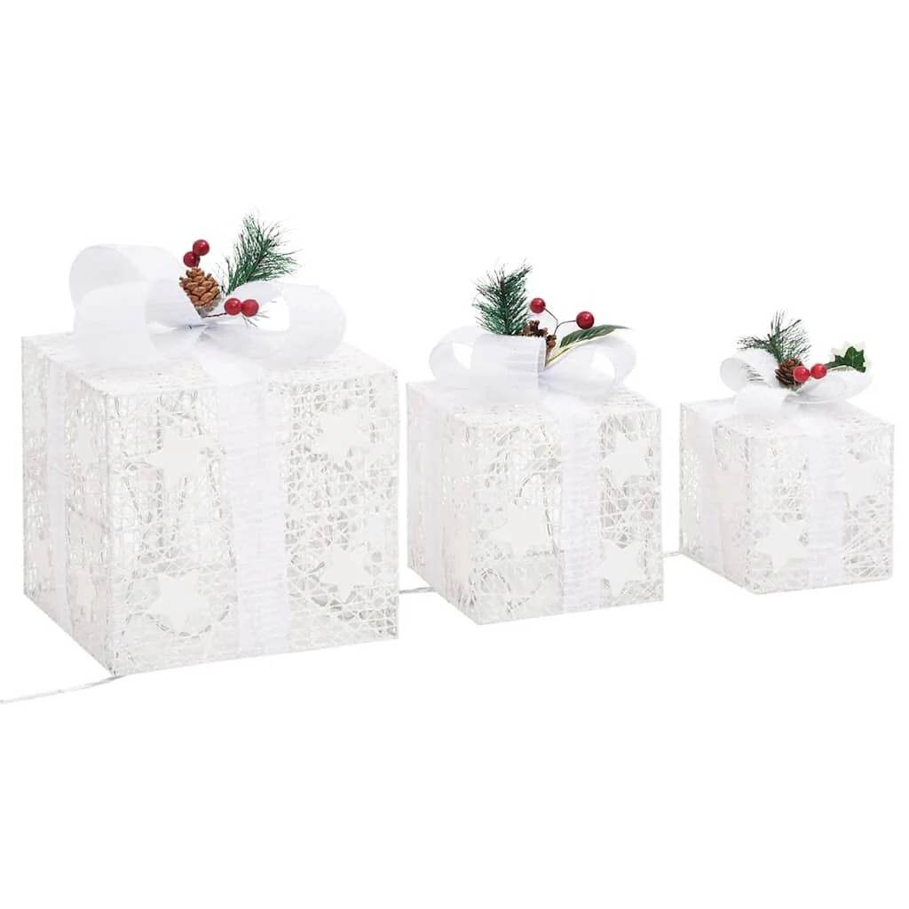 Vidaxl Caixa decorativa para prendas de Natal 3 peças Branco Exterior/Interior - Image 5