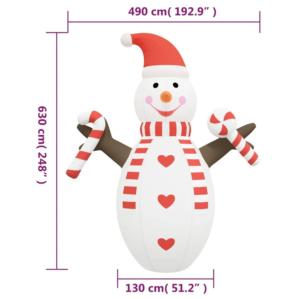 Vidaxl Boneco de neve insuflável de Natal com Led 630 Cm - Image 3