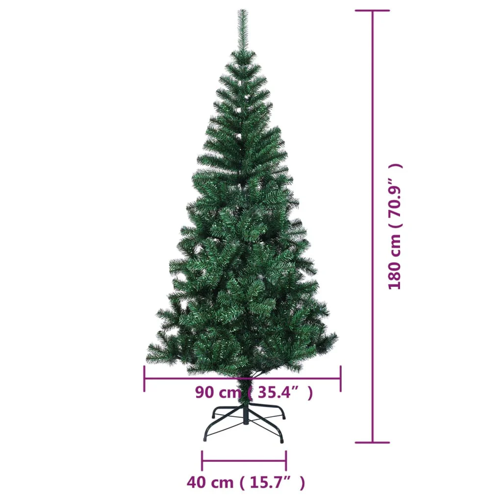 Vidaxl Árvore de Natal Artificial Árvore de Natal Artificial Verde Pontas Iridescentes 180cm - Image 3