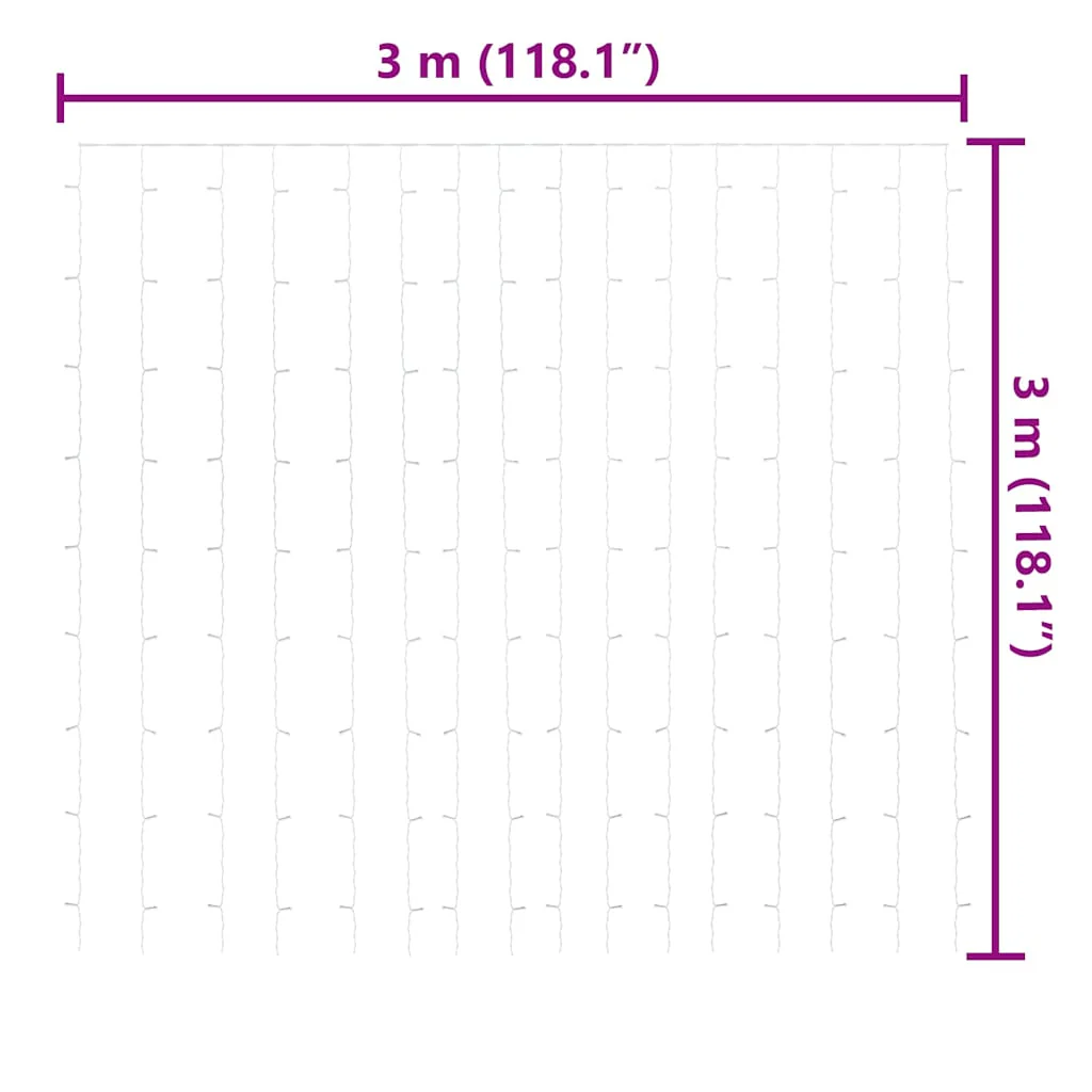 Vidaxl Cortina de luz LED 300 Cortina de luz LED branco frio 8 funções 3x3 M - Image 3