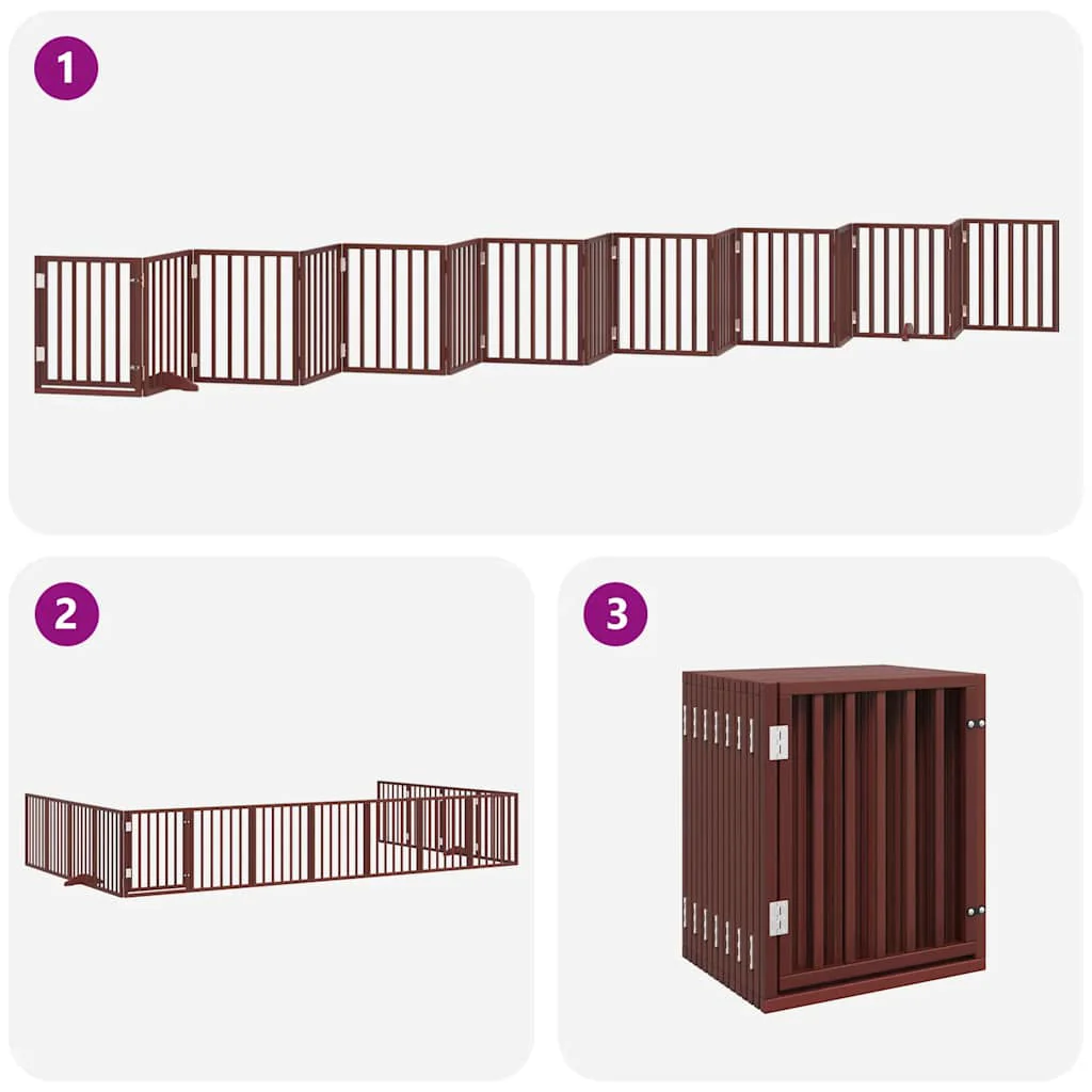 Vidaxl Portão dobrável para cães 15 painéis Madeira de choupo castanho 750 Cm - Image 4