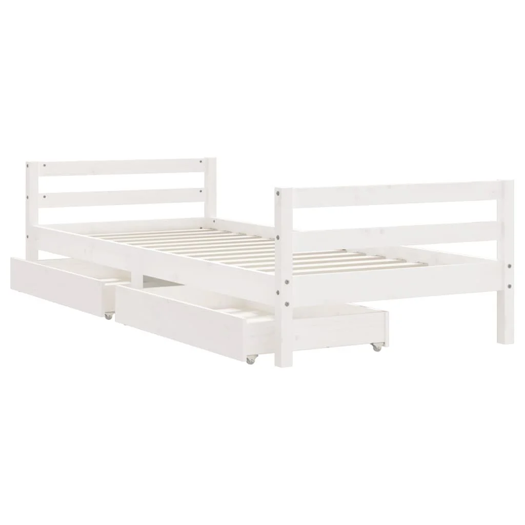 Vidaxl Estrado de cama de criança com gavetas em madeira de pinho branco 80x200 Cm - Image 4