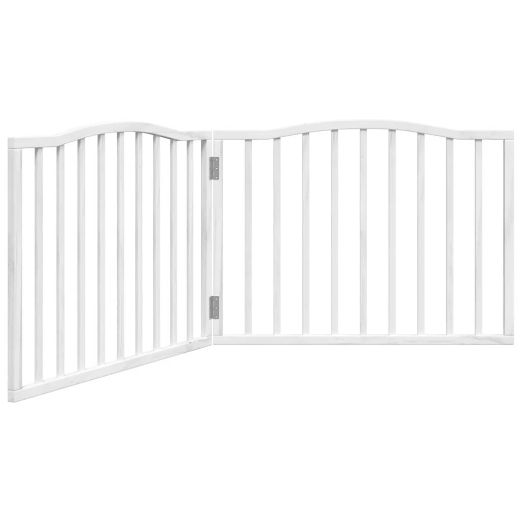 Vidaxl Porta rebatível para cães 2 painéis de madeira de choupo branco 160cm
