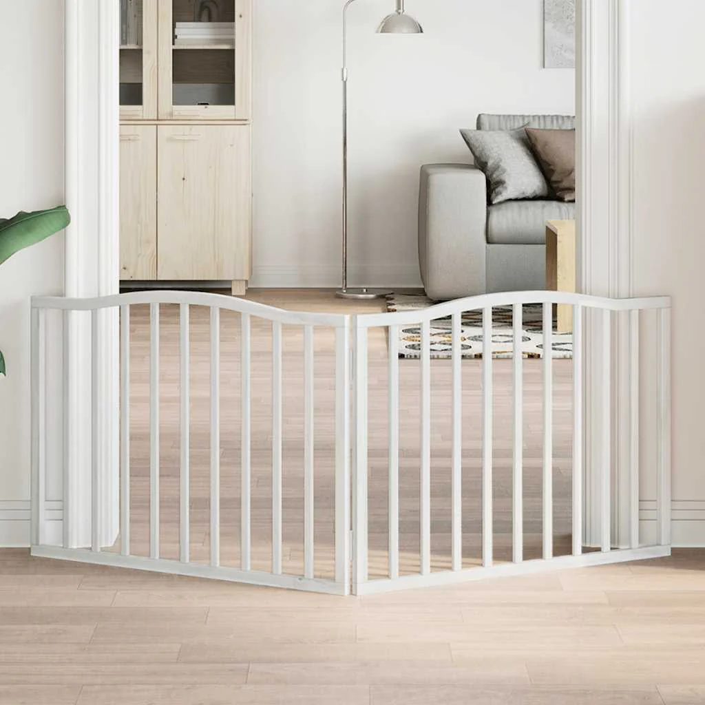 Vidaxl Porta rebatível para cães 2 painéis de madeira de choupo branco 160cm - Image 2