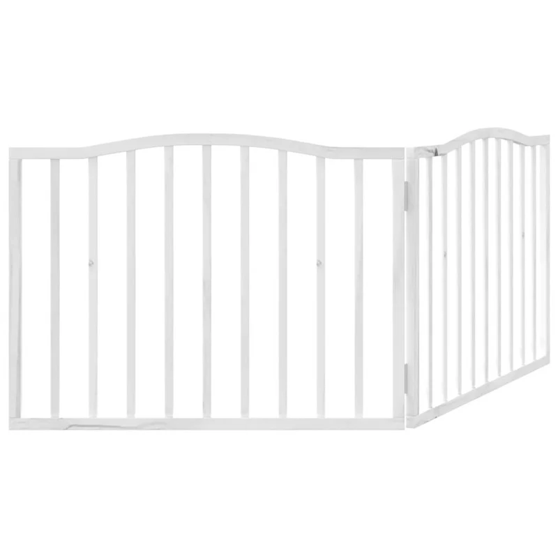 Vidaxl Porta rebatível para cães 2 painéis de madeira de choupo branco 160cm - Image 6