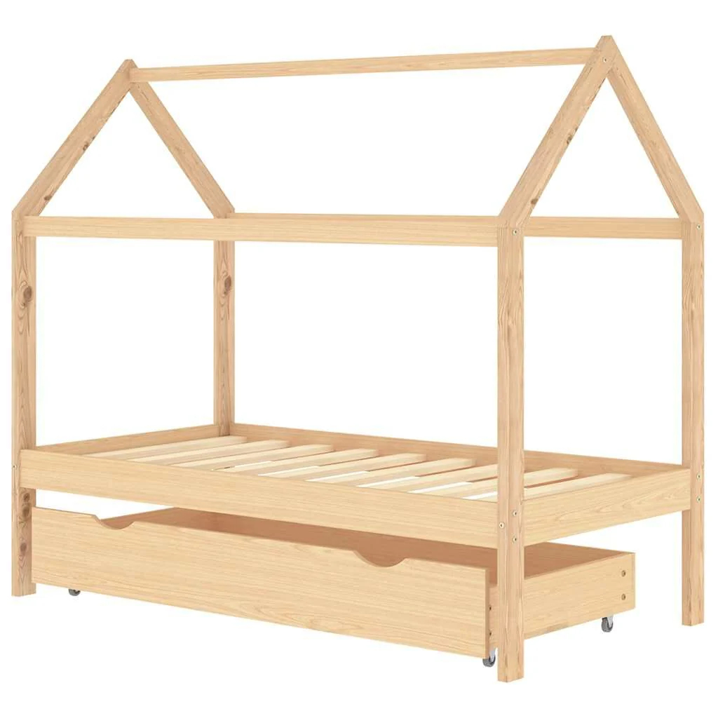 Vidaxl Estrado de cama de criança com gaveta em madeira de pinho maciço 80x160 Cm