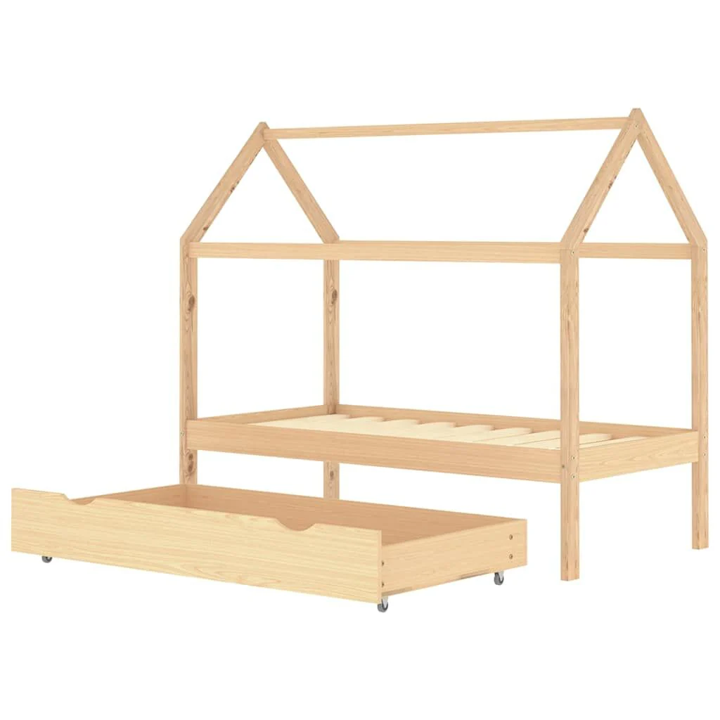 Vidaxl Estrado de cama de criança com gaveta em madeira de pinho maciço 80x160 Cm - Image 5